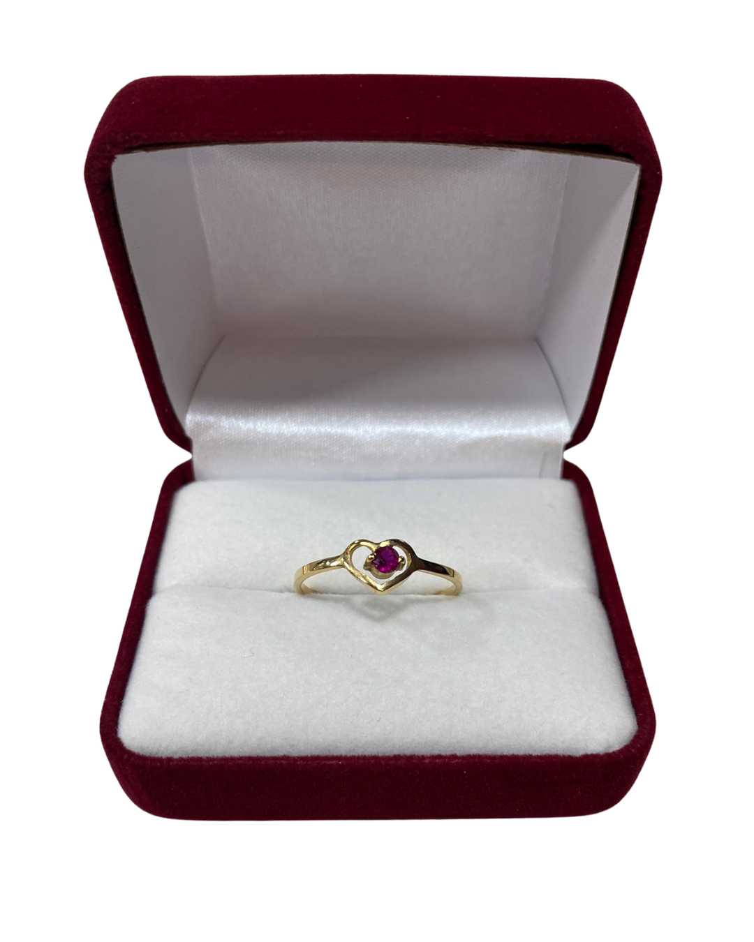 Anillo juvenil oro 18 k corazon con piedra